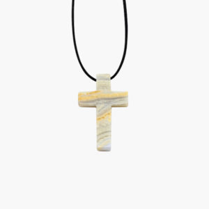 Chalcedon blau Kreuz Anhänger gebohrt mit Lederband