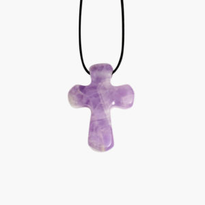 Amethyst Pilgerkreuz Anhänger gebohrt mit Lederband