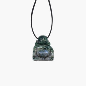 Moosachat Buddha Anhänger mit Lederband