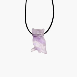 Eulen Anhänger aus Amethyst mit Lederband