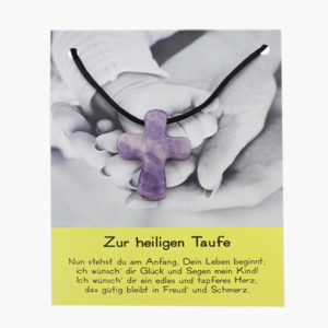 Amethyst Kreuz zur Taufe auf Karte