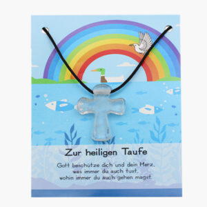 Bergkristall Kreuz zur Taufe auf Karte