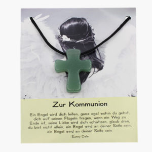 Aventurin Kreuz zur Kommunion auf Karte