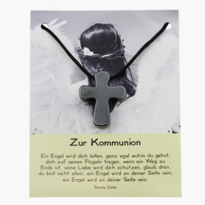 Hämatit Kreuz zur Kommunion auf Karte