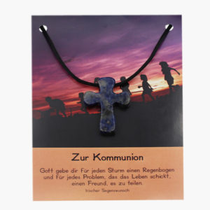 Sodalith Kreuz zur Kommunion auf Karte