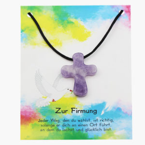 Amethyst Kreuz zur Firmung auf Karte