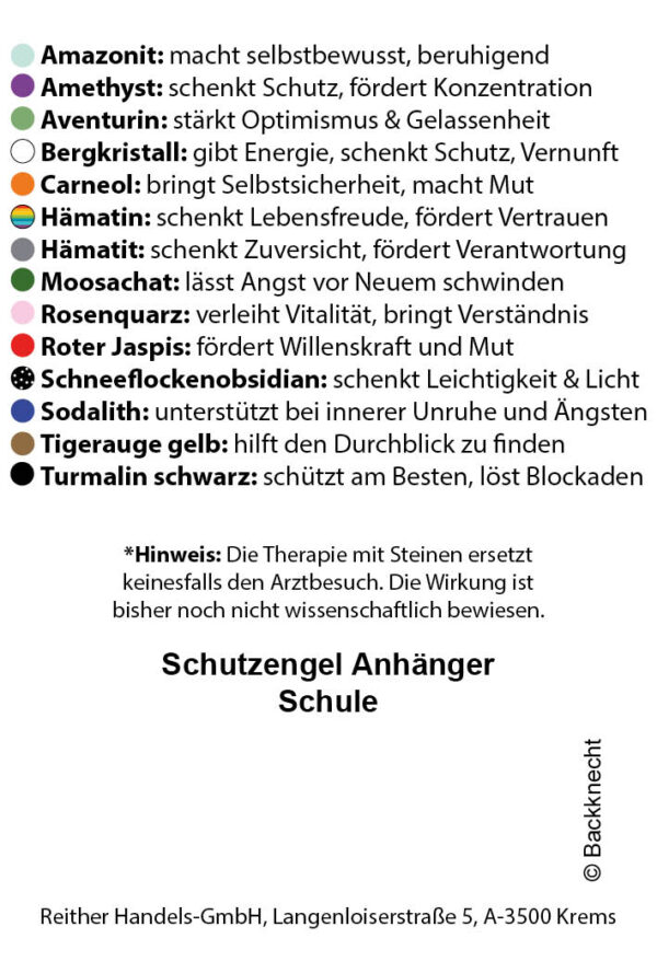 Beschreibungskarte Rückseite Edelsteine